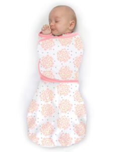 swaddledesigns 6-way omni swaddle sack for newborn with wrap & arms up sleeves & mitten cuffs, easy swaddle transition, better sleep for baby boys & baby girls, heavenly floral, small, 0-3 months