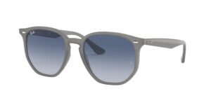 ray-ban rb4306 hexagonal sunglasses, opal grey/light grey gradient dark blue, 54 mm