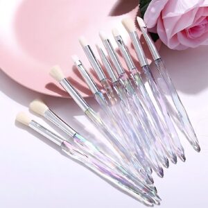 Kingtree Eyeshadow Makeup Brushes, 10PCS Crystal Brushes for Eye Makeup Premium Synthetic Bristles Eyeshadow Blending Crease Makeup Eye Brush Set, Professional Eyebrow Lip Make Up Tools