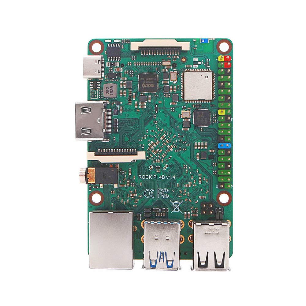 Rock Pi 4B RK3399 Single Board Computer Kit LPDDR4 4GB with Dualband 2, 4/5GHz WLAN/Bluetooth 5.0