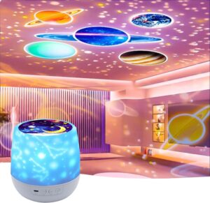 kids night light projector - star light projector with usb cable, 360 degree rotation kids star projector lamp bedroom star projector night light best gifts for kids - 7 sets of film