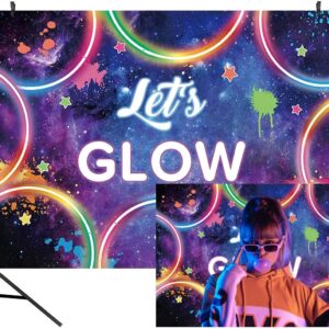 DULUDA 5X3FT Glow Neon Party Backdrop Colorful Laser Ray Splatter Photography Background Graffiti Spray Paint Disco Retro Dance in The Dark Night Birthday Banner Decorations Photo Booth Props BD44F