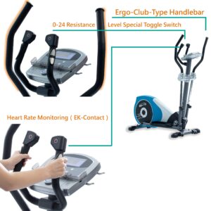 GOELLIPTICAL V-450T Standard Stride 17” Programmable Elliptical Exercise Cross Trainer with Adjustable Arms and Pedals and HRC Control for Cardio Fitness Strength Conditioning Workout at Home or Gym