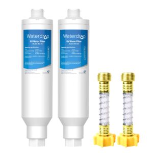 waterdrop rv water filter, nsf certified, reduces chlorine, bad taste, odor, 2 pack, flexible hose protector