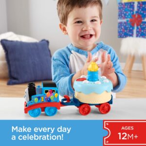 Thomas & Friends Fisher-Price Birthday Wish Thomas, Musical Push-Along Toy Train Engine with Light-up Birthday Cake for Toddlers and preschoolers Ages 12 Months & Older