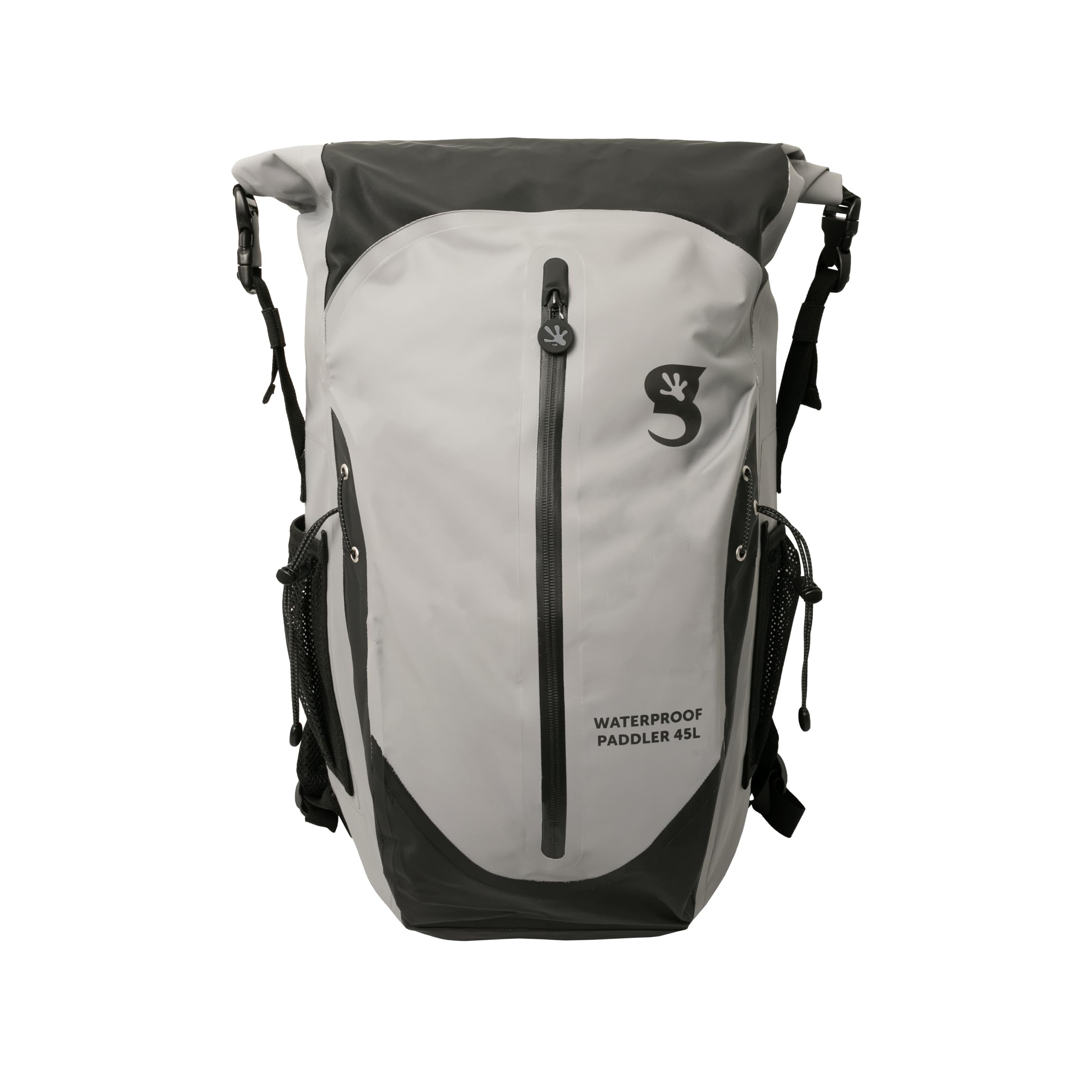 geckobrands Paddler Waterproof 45L Backpack, Large Dry Bag with Padded Shoulder Straps, Waist Strap, Chest Strap, Grey