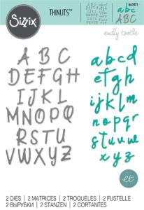 sizzix thinlits die 2 pack alphabet set by emily tootle, multicolor