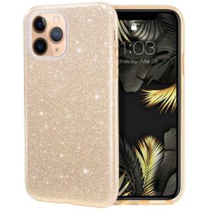milprox case compatible for iphone 11 pro, bling sparkly glitter luxury shiny spark shell, protective 3 layer hybrid anti-slick slim soft cover for iphone 11 pro 5.8 inch (2019) -gold