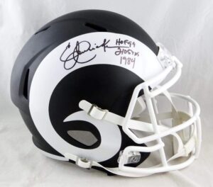 eric dickerson autographed los angeles rams f/s flat black speed helmet- beckett auth silver