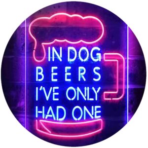 advpro in dog beers i've only had one bar décor dual color led neon sign red & blue 8.5" x 12" st6s23-i3419-rb