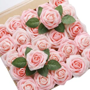 derblue 60pcs artificial roses flowers real looking fake roses artificial foam roses decoration diy for wedding,arrangements party home decorations