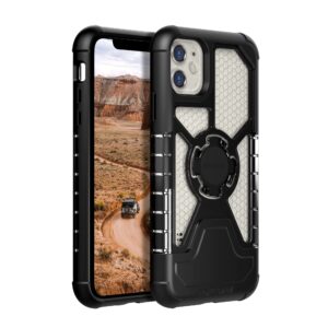 rokform - iphone 11 case, clear apple cases, magnetic iphone cover with roklock quad tab twist lock, dual magnet, drop tested armor, slim crystal series (clear) (306120p)