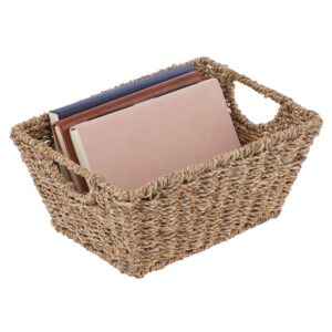 mDesign Natural Woven Seagrass Nesting Closet Storage Organizer Basket Bin for Kitchen Cabinets, Pantry, Bathroom, Laundry Room, Closets, Garage - 4 Pack - Natural/Tan