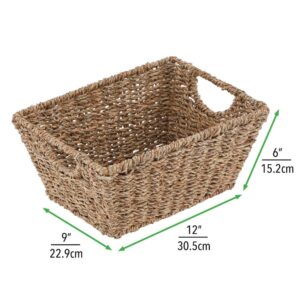 mDesign Natural Woven Seagrass Nesting Closet Storage Organizer Basket Bin for Kitchen Cabinets, Pantry, Bathroom, Laundry Room, Closets, Garage - 4 Pack - Natural/Tan