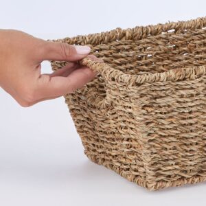 mDesign Natural Woven Seagrass Nesting Closet Storage Organizer Basket Bin for Kitchen Cabinets, Pantry, Bathroom, Laundry Room, Closets, Garage - 4 Pack - Natural/Tan