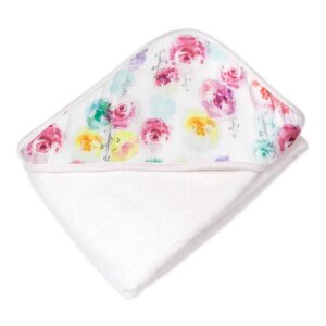 HonestBaby unisex baby 2-Pack Organic Cotton Hooded Towels Bandana, Rose Blossom, One Size US