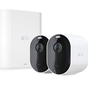 Arlo Pro 3 Spotlight Camera - 2 Camera Security System - Wireless, 2K Video & HDR, Color Night Vision, 2 Way Audio, 160° View, Wire-Free, Works with Alexa, White - VMS4240P