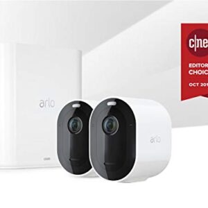 Arlo Pro 3 Spotlight Camera - 2 Camera Security System - Wireless, 2K Video & HDR, Color Night Vision, 2 Way Audio, 160° View, Wire-Free, Works with Alexa, White - VMS4240P