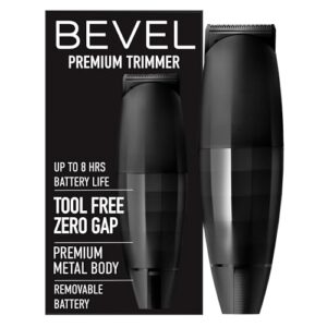 bevel beard trimmer for men - black edition cordless trimmer, 8 hour rechargeable battery life, tool free adjustable zero gapped blade, barber supplies, mustache trimmer