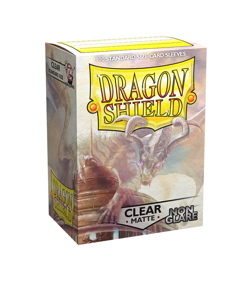 Dragon Shield Standard Size Sleeves – Matte Clear Non-Glare 100CT - Card Sleeves are Smooth & Tough - Compatible with Pokemon, Yugioh, & Magic The Gathering Card Sleeves – MTG, TCG, OCG, (ART11801)