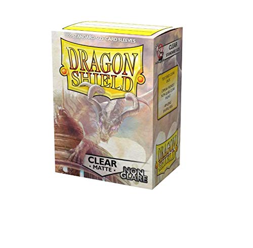 Dragon Shield Standard Size Sleeves – Matte Clear Non-Glare 100CT - Card Sleeves are Smooth & Tough - Compatible with Pokemon, Yugioh, & Magic The Gathering Card Sleeves – MTG, TCG, OCG, (ART11801)