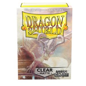 Dragon Shield Standard Size Sleeves – Matte Clear Non-Glare 100CT - Card Sleeves are Smooth & Tough - Compatible with Pokemon, Yugioh, & Magic The Gathering Card Sleeves – MTG, TCG, OCG, (ART11801)