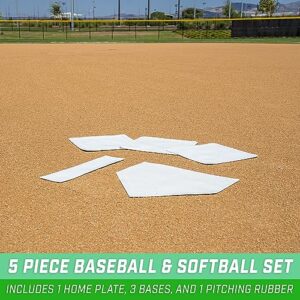 GoSports Baseball & Softball 5 Piece Base Set - Rubber Field Bases for Kids & Adults