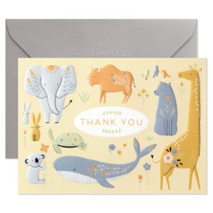 hallmark baby shower thank you cards, painted animals (20 cards with envelopes for baby boy or baby girl)