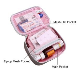 Portable Mini First Aid Pouch, Empty Travel Medicine Bag Double Zippers Handy Pills Pocket for Travel Home, Small Size (Pink)