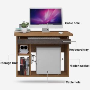 Floating shelf Floating Wall Computer Desk Study Desk with Bookshelves Home Laptop Notebook Table Writing Desk Office Workstation Hanging Desk Drop-Leaf Table Learning Desk with Keyboard Tray and Stor