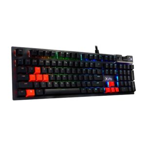 XPG Summoner Mechanical RGB Gaming Keyboard: Cherry MX Silver Ultra-Quick Linear Switches - Sandblasted Aluminum Frame - USB Passthrough - Mechanical Scroll Wheel - Included Wrist Rest - Black