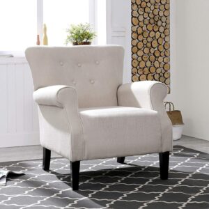 lokatse home accent armchair single sofa modern comfortable furniture for living room, club, bedroom, beige