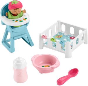 fisher-price little people snack & snooze 7-piece play set, early role-play toy for toddlers and preschool kids up to age 5