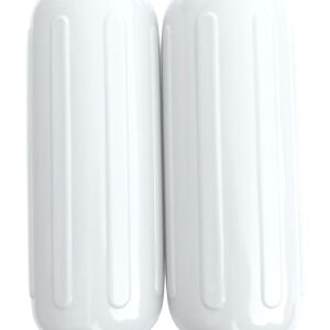 Dock Edge + Twin Eye, Dolphin Boat Fender, Ribbed, 5.5"x20", White, 2-Pack