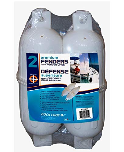 Dock Edge + Twin Eye, Dolphin Boat Fender, Ribbed, 5.5"x20", White, 2-Pack