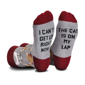 cavertin women's novelty socks with gift box cat lover dog mom book lover cat mom llama unicorn sloth corgi (cat lover)