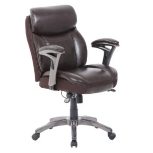 serta® smart layers™ siena ergonomic bonded leather mid-back manager's chair, brown