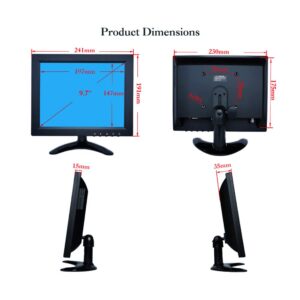 iChawk 9.7'' inch Monitor 1024x768 4:3 Full View IPS Positive Screen AV BNC HDMI VGA Built-in Speaker LCD Screen PC Display, Industrial Medical Equipment, Pluggable U-Disk Portable Player W097PN-592