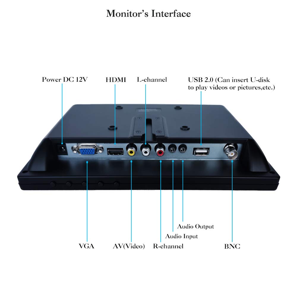 iChawk 9.7'' inch Monitor 1024x768 4:3 Full View IPS Positive Screen AV BNC HDMI VGA Built-in Speaker LCD Screen PC Display, Industrial Medical Equipment, Pluggable U-Disk Portable Player W097PN-592