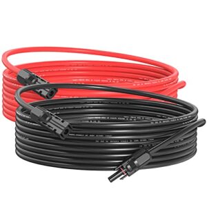 10AWG Solar Extension Cable 10 Feet, 10 Gauge Solar Panel Cables 10FT for Solar Systems, Car, RVs, and Boats, Tinned Copper PV Wire Ends with Solar Connector (10ft Red+10ft Black)