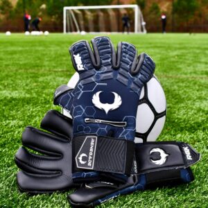 Renegade GK Eclipse Helix Professional Goalie Gloves | 4mm EXT Contact Grip & Breathaprene | Black & White Soccer Goalkeeper Gloves (Size 8, Youth-Adult, Negative Cut, Level 5)