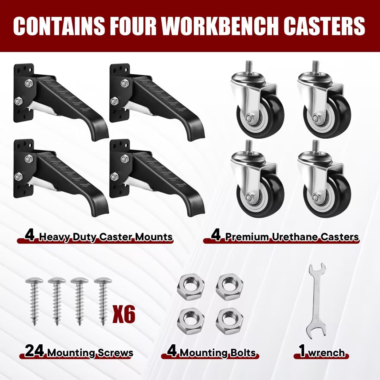 SPACECARE Workbench Casters Heavy Duty Retractable Casters Kit, Capacity 800Lbs Set of 4 Stepdown Casters Adjustable Polyurethane Durable Steel Construction