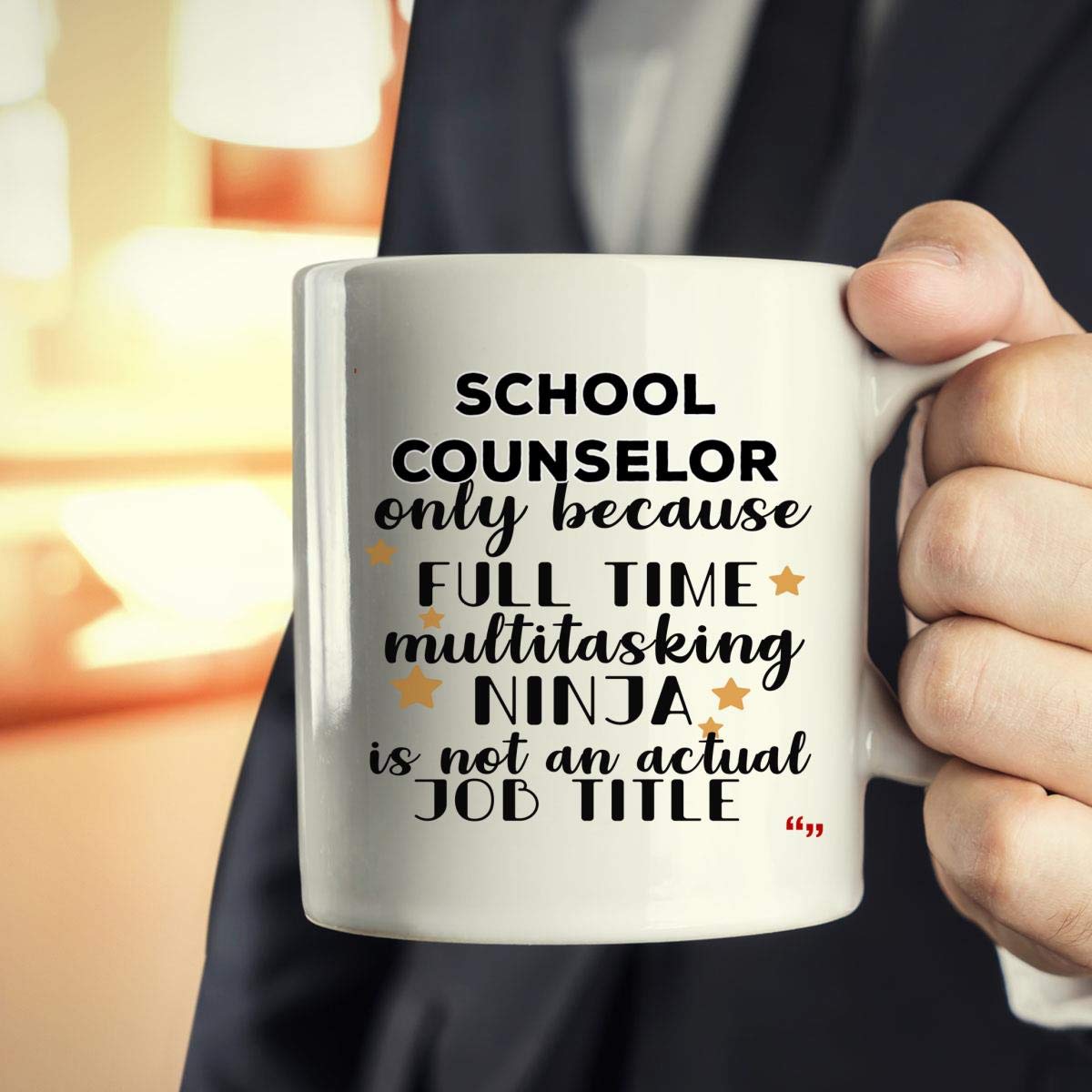 Funny Ninja School Counselor Mug Coffee Cup | Counselors Men Women Gift Mugs - Adviser Advisor Guidance Mentor secondary Counseling Teacher Birthday Gifts