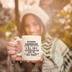 Funny Ninja School Counselor Mug Coffee Cup | Counselors Men Women Gift Mugs - Adviser Advisor Guidance Mentor secondary Counseling Teacher Birthday Gifts