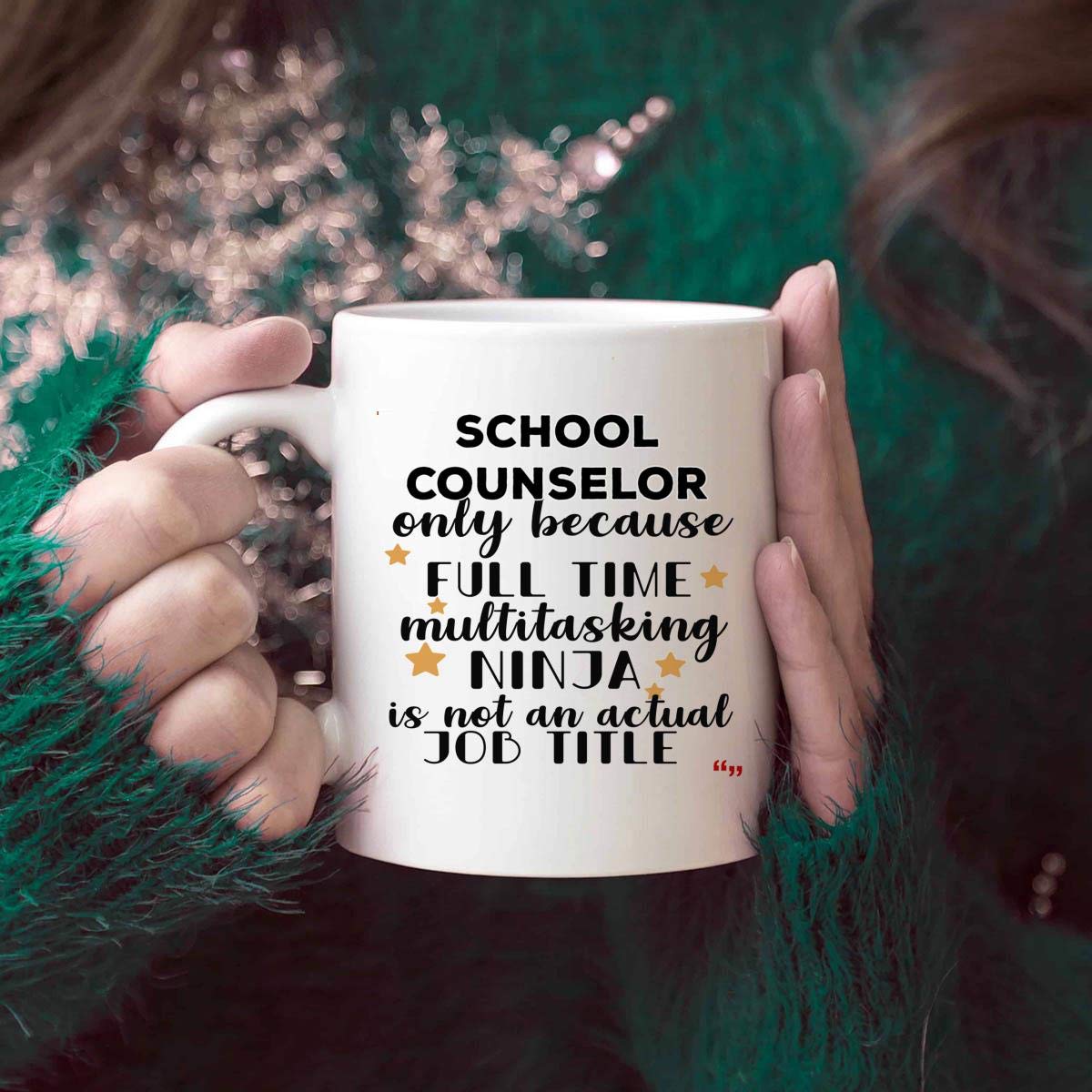 Funny Ninja School Counselor Mug Coffee Cup | Counselors Men Women Gift Mugs - Adviser Advisor Guidance Mentor secondary Counseling Teacher Birthday Gifts