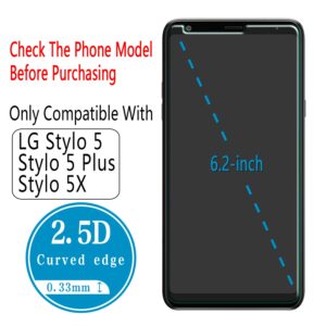 HPTech [2-Pack] Designed For LG Stylo 5, Stylo 5 Plus and Stylo 5X Tempered Glass Screen Protector, Easy to Install, Bubble Free