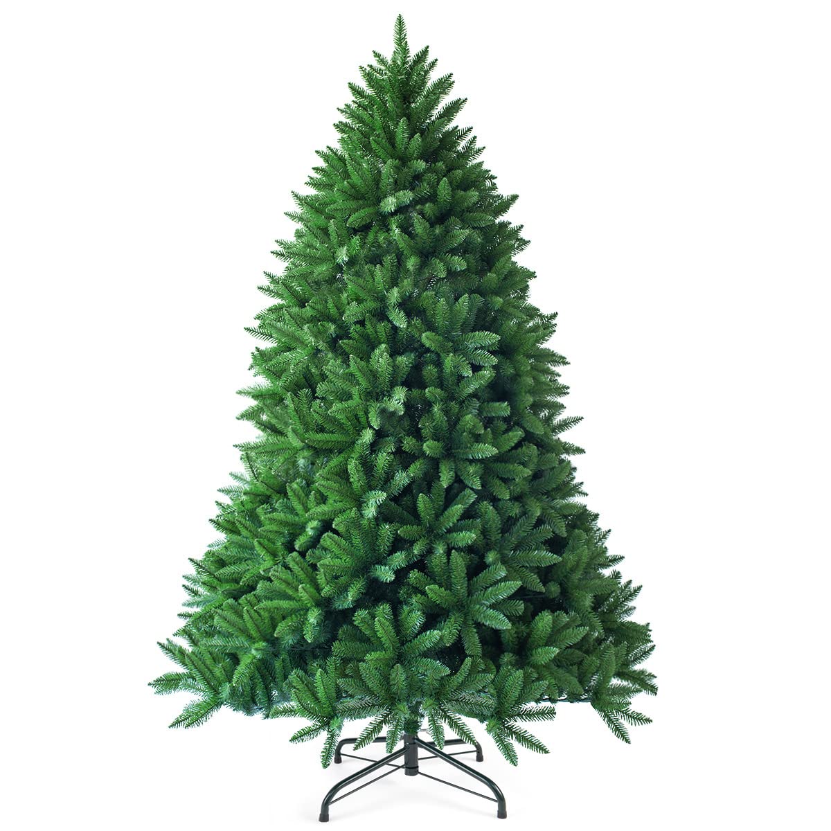 Goplus 7.5ft Unlit Artificial Christmas Tree, Premium Hinged Fir Tree, Easy Assembly with Metal Stand, Xmas Décor for Indoor and Outdoor (7.5ft)