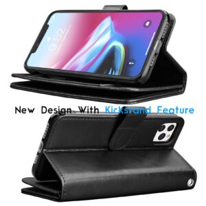 Tekcoo Wallet Case for iPhone 11 Pro / iPhone11 Pro (5.8 inch) 2019 Luxury ID Cash Credit Card Slots Holder Carrying Pouch Folio Flip PU Leather Cover [Detachable Magnetic Hard Case] Lanyard - Black