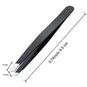 12 Pieces Eyebrow Tweezers Stainless Steel Slant Tip Tweezers Facial Hair Eyebrow Precision Tweezers for Men and Women(Black)