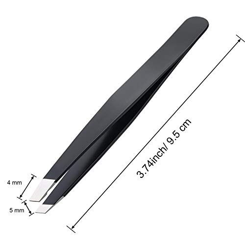 12 Pieces Eyebrow Tweezers Stainless Steel Slant Tip Tweezers Facial Hair Eyebrow Precision Tweezers for Men and Women(Black)